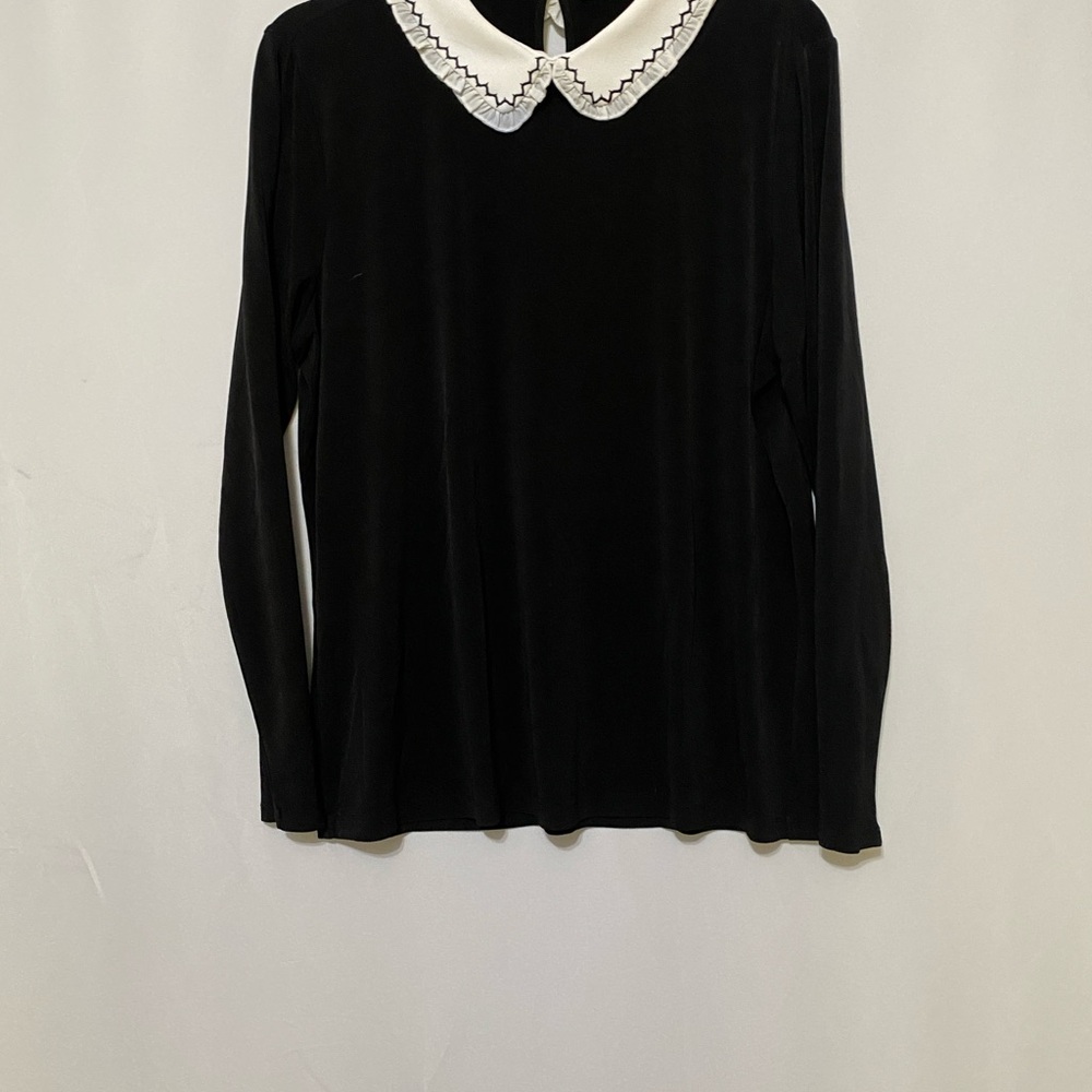Ivanka Trump Black Long Sleeve Peter Pan Collar Blouse